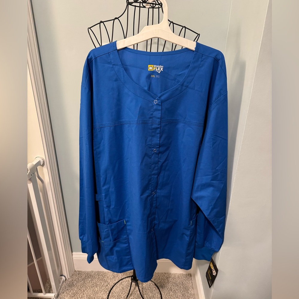 Wonder Flex Wink Constance Royal Blue Scrub Snap Up Jacket Women 3X 3XL 8108